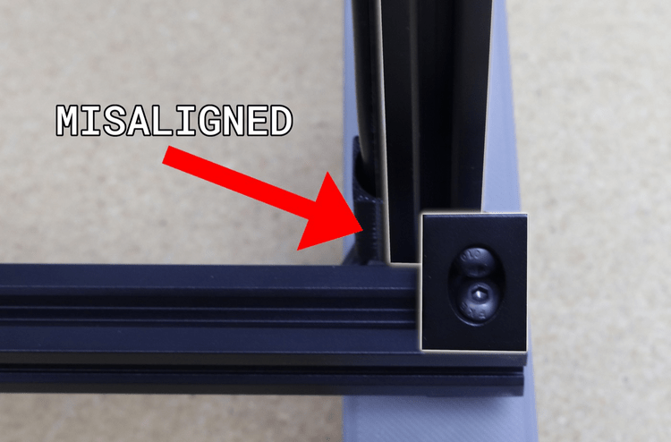 Misalignment in the legs and the back rail